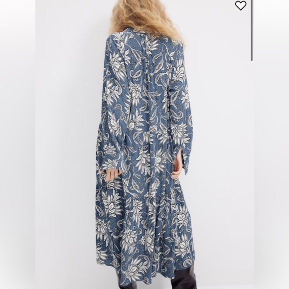 H&M Blue and White Paisley Drop-Waist Shirt Dress - Picture 2 of 5